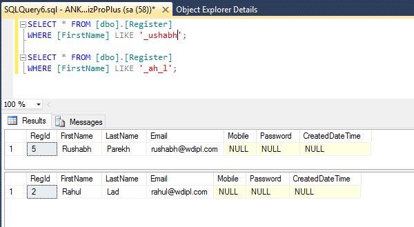 Query with SQL Wildcard